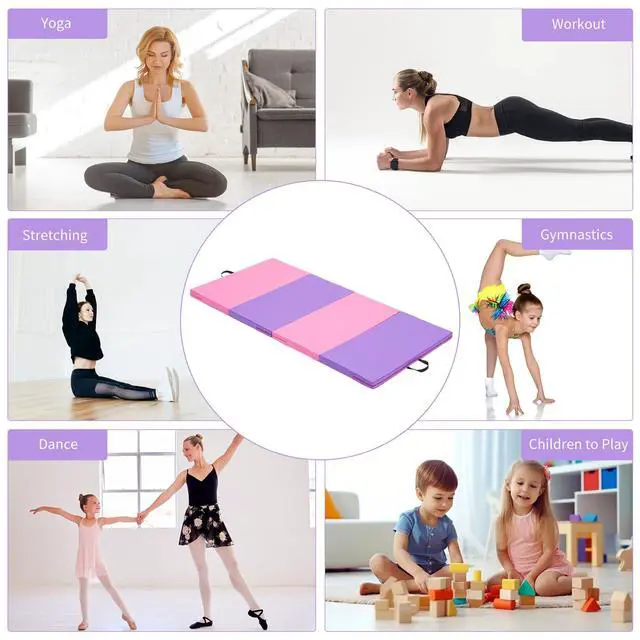 Alt view image 3 of 6 - Gymnastics Mat 6'x3'x2''/4'x8'x2'' Exercise Mat Gym Mat for Home Aerobics Workout Foldable Tumbling Mat Children Gifts