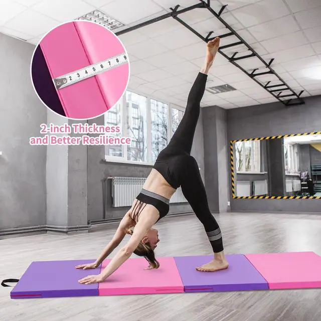 Alt view image 4 of 6 - Gymnastics Mat 6'x3'x2''/4'x8'x2'' Exercise Mat Gym Mat for Home Aerobics Workout Foldable Tumbling Mat Children Gifts