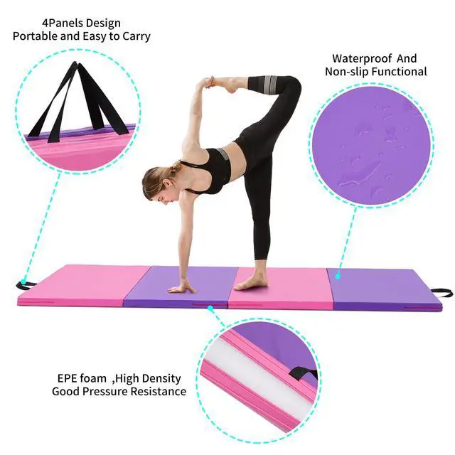 Alt view image 2 of 6 - Gymnastics Mat 6'x3'x2''/4'x8'x2'' Exercise Mat Gym Mat for Home Aerobics Workout Foldable Tumbling Mat Children Gifts