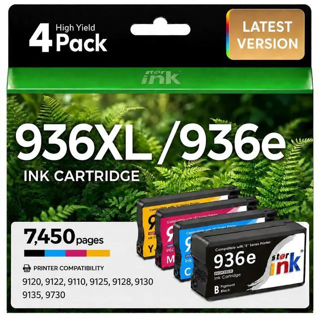 Main image of 936e 936XL Ink Cartridges Combo Pack Replacement for HP 936 Ink Cartridges for HP Printers Compatible with HP OfficeJet Pro 9125e 9120e 9730e 9135e 9130e 9120b 9110b 9130b Printer,4-Pack