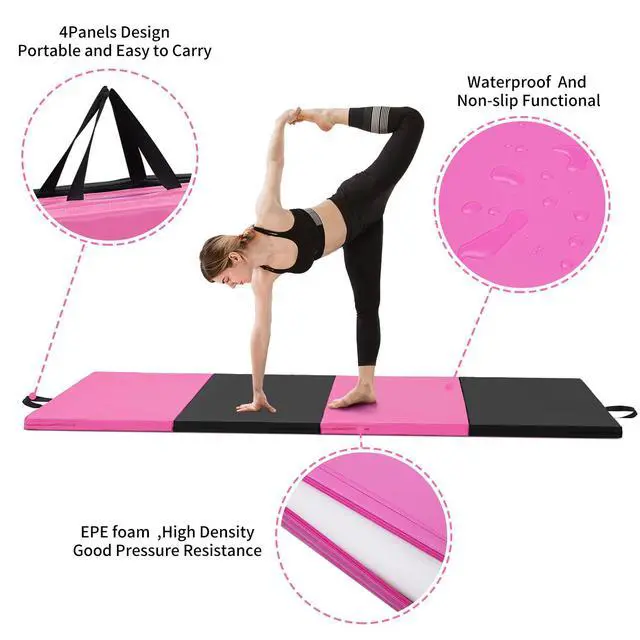 Alt view image 2 of 6 - Gymnastics Mat 6'x3'x2''/4'x8'x2'' Exercise Mat Gym Mat for Home Aerobics Workout Foldable Tumbling Mat Children Gifts