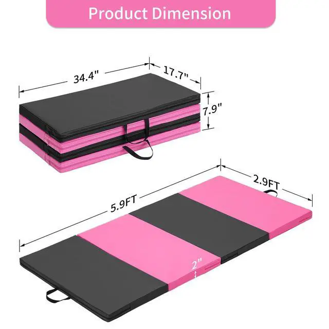 Alt view image 6 of 6 - Gymnastics Mat 6'x3'x2''/4'x8'x2'' Exercise Mat Gym Mat for Home Aerobics Workout Foldable Tumbling Mat Children Gifts