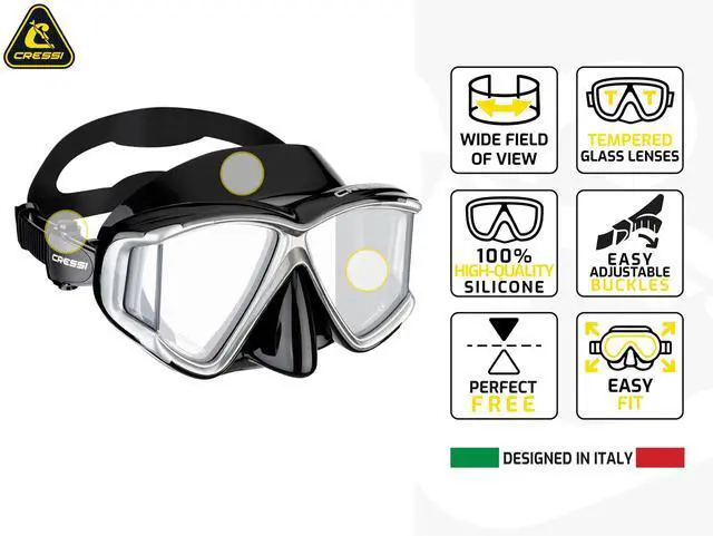 Alt view image 2 of 5 - Panoramic Wide View Mask & Dry Snorkel Kit for Snorkeling, Scuba Diving - Pano 4 & Supernova Dry: Designed in Italy