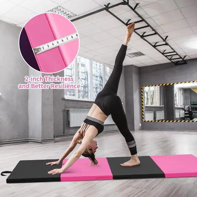 Alt view image 4 of 6 - Gymnastics Mat 6'x3'x2''/4'x8'x2'' Exercise Mat Gym Mat for Home Aerobics Workout Foldable Tumbling Mat Children Gifts