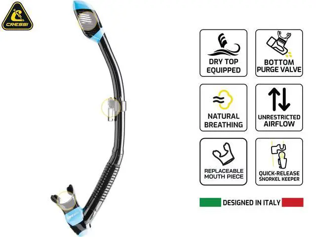 Alt view image 4 of 5 - Panoramic Wide View Mask & Dry Snorkel Kit for Snorkeling, Scuba Diving - Pano 4 & Supernova Dry: Designed in Italy
