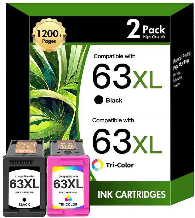 Main image of 63 63XL Ink Cartridges Combo Pack for HP 3830 4520 4650 5255 5258 Printers | Replacement for HP63XL Black and Color for HP Envy 4520 4512 OfficeJet 3830 4650 5255 5258 5200 DeskJet 1112 Printer 2-Pack