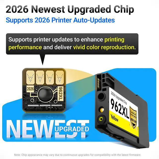 Alt view image 2 of 6 - Upgraaded Chip 962XL Ink Cartridges Combo Pack Replacement for HP 962 Ink Cartridges Compatible with HP OfficeJet 9015e 9010 9015 9025e 9018e 9020 9025 9018 Printer (Black Cyan Magenta Yellow, 4-Pack)