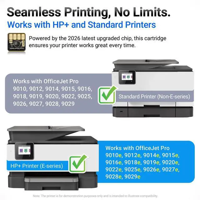 Alt view image 3 of 6 - Upgraaded Chip 962XL Ink Cartridges Combo Pack Replacement for HP 962 Ink Cartridges Compatible with HP OfficeJet 9015e 9010 9015 9025e 9018e 9020 9025 9018 Printer (Black Cyan Magenta Yellow, 4-Pack)
