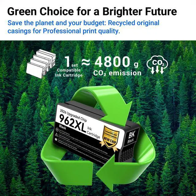 Alt view image 6 of 6 - Upgraaded Chip 962XL Ink Cartridges Combo Pack Replacement for HP 962 Ink Cartridges Compatible with HP OfficeJet 9015e 9010 9015 9025e 9018e 9020 9025 9018 Printer (Black Cyan Magenta Yellow, 4-Pack)