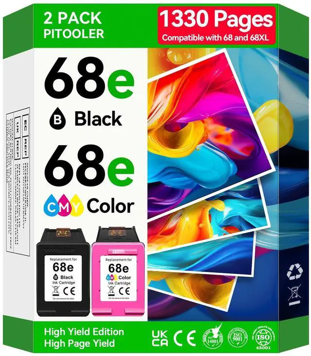 Main image of High Yield 68e 68 XL Ink Cartridge Compatible for HP 68 Ink Cartridges Black/Color Combo Pack Compatible for Envy 6155e 6555e 6100e 6155 6555 6500e 6152e 6100 6500 Deskjet 2923 4327 4355 2955 Printer