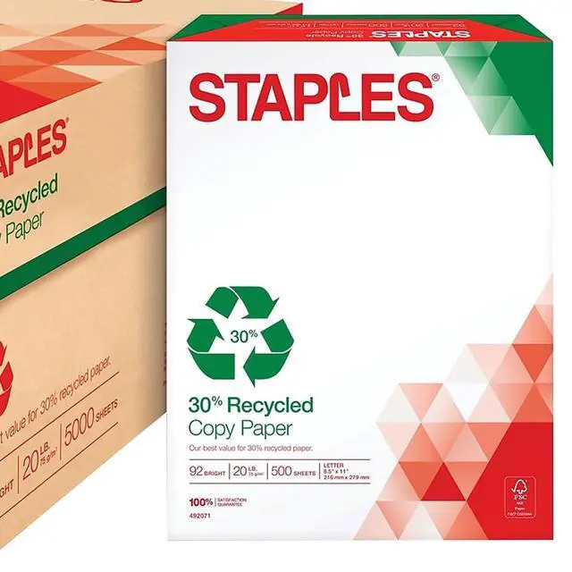 Alt view image 2 of 5 - 30% Recycled Copy Paper, 8 1/2" x 11", Case, For Office, School & Home