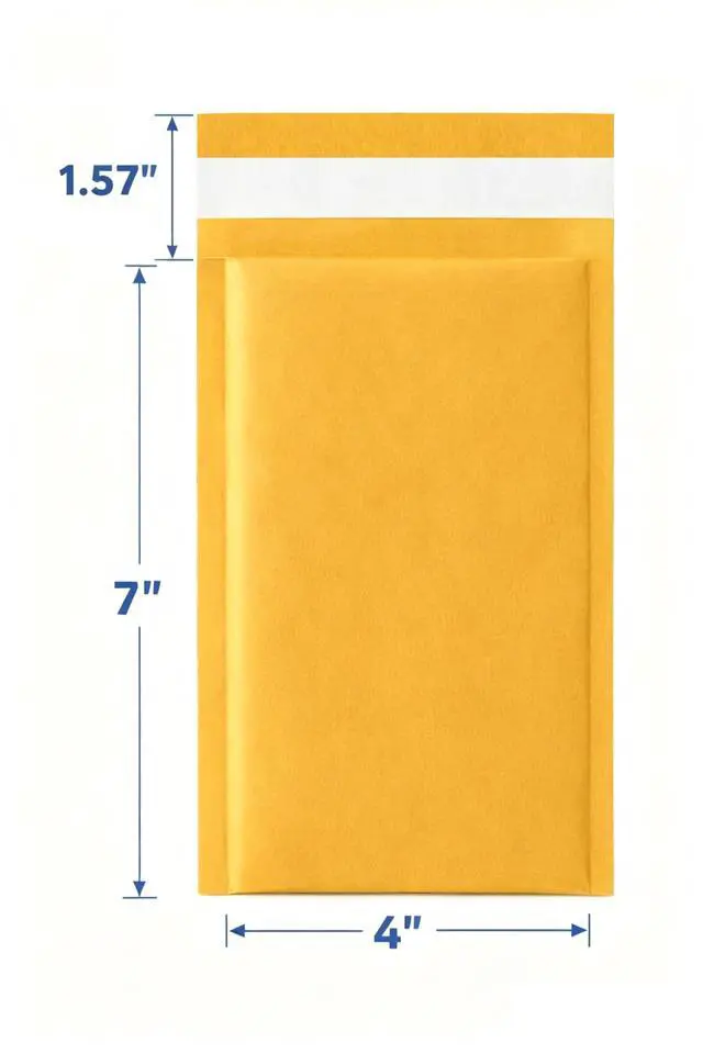Alt view image 2 of 2 - #000 4x7 Kraft Bubble Mailers 500 Pack, Bulk Padded Envelopes for Jewelry & Small Item Shipping