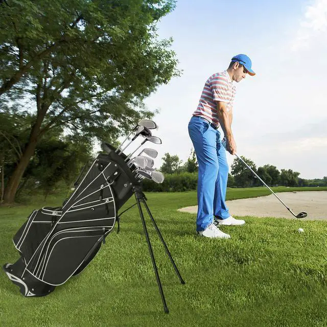 Alt view image 3 of 7 - Golf Stand Bag with 6 Way Top Dividers, Lightweight Golf Bag with Adjustable Dual Strap & 8 Pockets, Waterproof Rain Hood, Portable for Men Women