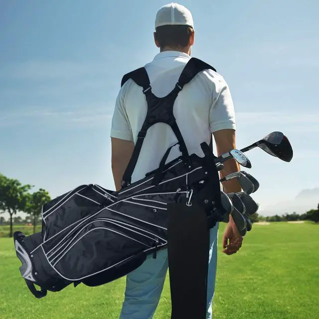 Alt view image 4 of 7 - Golf Stand Bag with 6 Way Top Dividers, Lightweight Golf Bag with Adjustable Dual Strap & 8 Pockets, Waterproof Rain Hood, Portable for Men Women
