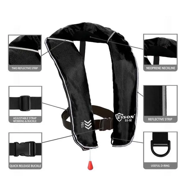 Alt view image 4 of 6 - Inflatable Life Jacket Inflatable Life Vest for Adult Classic Manual
