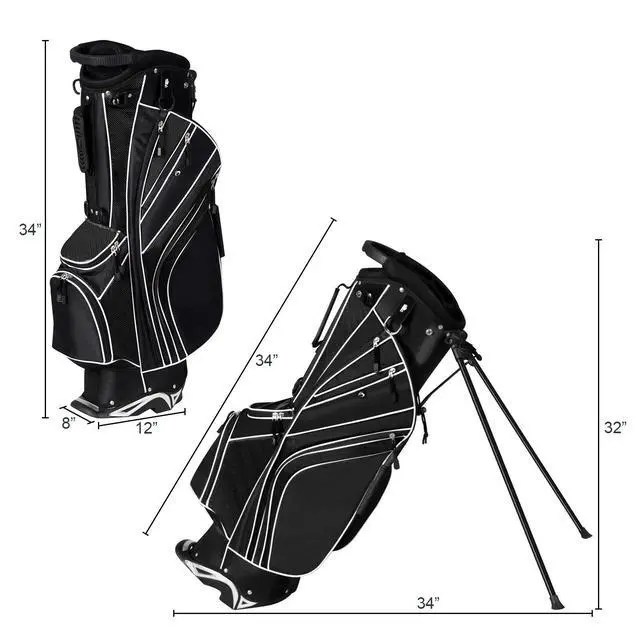 Alt view image 5 of 7 - Golf Stand Bag with 6 Way Top Dividers, Lightweight Golf Bag with Adjustable Dual Strap & 8 Pockets, Waterproof Rain Hood, Portable for Men Women