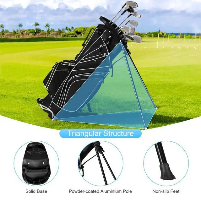 Alt view image 7 of 7 - Golf Stand Bag with 6 Way Top Dividers, Lightweight Golf Bag with Adjustable Dual Strap & 8 Pockets, Waterproof Rain Hood, Portable for Men Women
