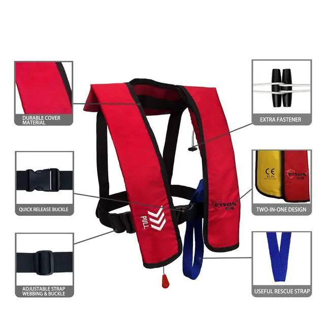 Alt view image 4 of 6 - Inflatable Life Jacket Inflatable Life Vest for Adult Classic Manual