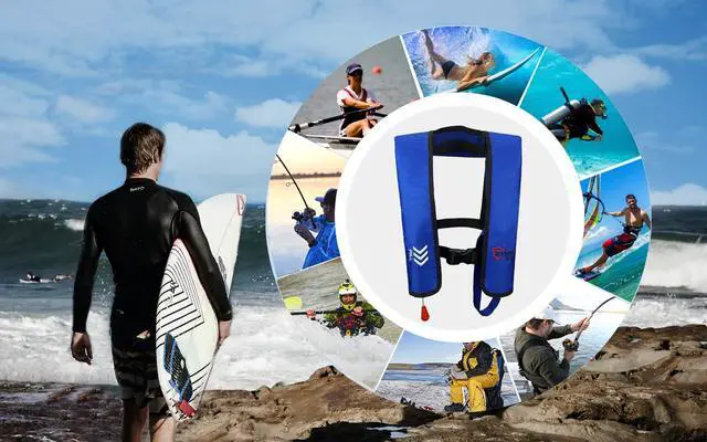 Alt view image 6 of 6 - Inflatable Life Jacket Inflatable Life Vest for Adult Classic Manual