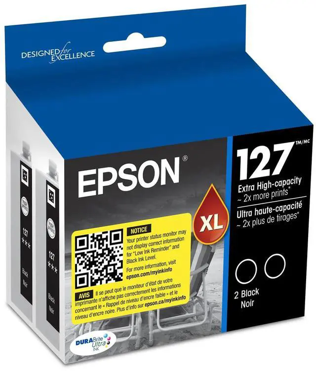 Main image of 127 DURABrite Ultra Ink Black Dual Cartridge Pack For NX-530, 625, WF-3520, 3530, 3540, 545, 60, 630, 633, 635, 645, 7010, 7510, 7520, 840, 845