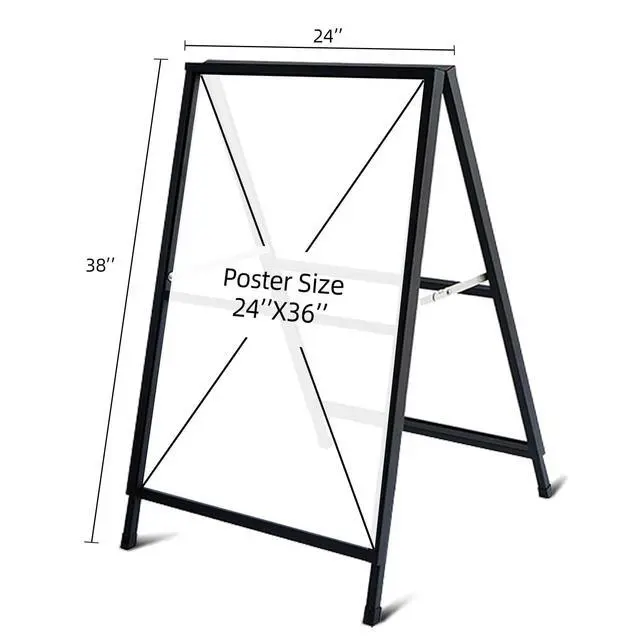 Alt view image 2 of 6 - A Frame Sign Sandwich Board 24x36 Inch, Portable Frame No Assembly Required, Ready to Use, Heavy Duty Slide-in Folding Frames Outdoor Sign Holder for Businesses (Only frame)