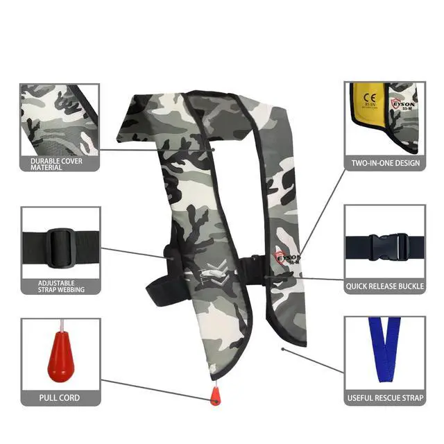 Alt view image 4 of 4 - Inflatable Life Jacket Life Vest Basic Manual