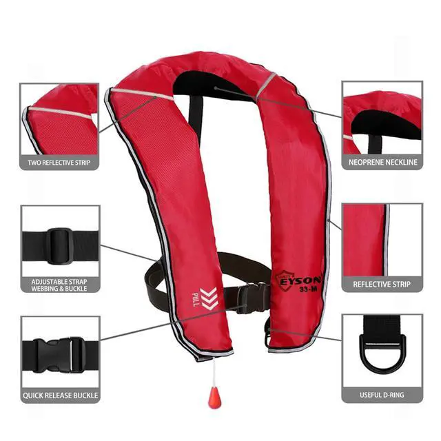Alt view image 4 of 6 - Inflatable Life Jacket Inflatable Life Vest for Adult Classic Manual