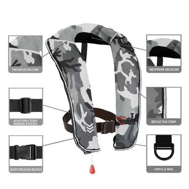 Alt view image 4 of 6 - Inflatable Life Jacket Inflatable Life Vest for Adult Classic Manual