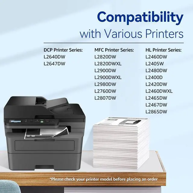 Alt view image 3 of 7 - TN830XL Toner for Brother Printer 4 Pack Compatible for Brother TN830 TN-830XL TN830XL/V/R for HL-L2460DW DCP-L2640DW MFC-L2820DW HL-L2405W MFC-L2807DW MFC-L2900DW Printers (Black)