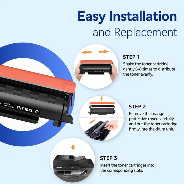 Alt view image 7 of 7 - TN830XL Toner for Brother Printer 4 Pack Compatible for Brother TN830 TN-830XL TN830XL/V/R for HL-L2460DW DCP-L2640DW MFC-L2820DW HL-L2405W MFC-L2807DW MFC-L2900DW Printers (Black)