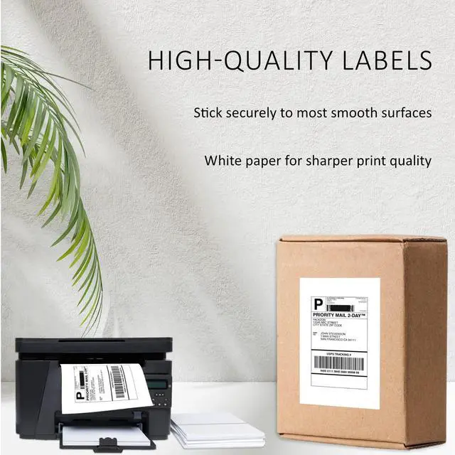 Alt view image 2 of 6 - Shipping Labels with Self Adhesive, Square Corner, for Laser & Inkjet Printers, 8.5 x 5.5 Inches, White, (2000 Labels)
