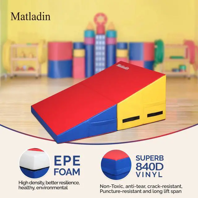 Alt view image 3 of 7 - Incline Gymnastics Wedge Mat, Folding Gymnastics Mat for Kids Girls Home Training Exercise