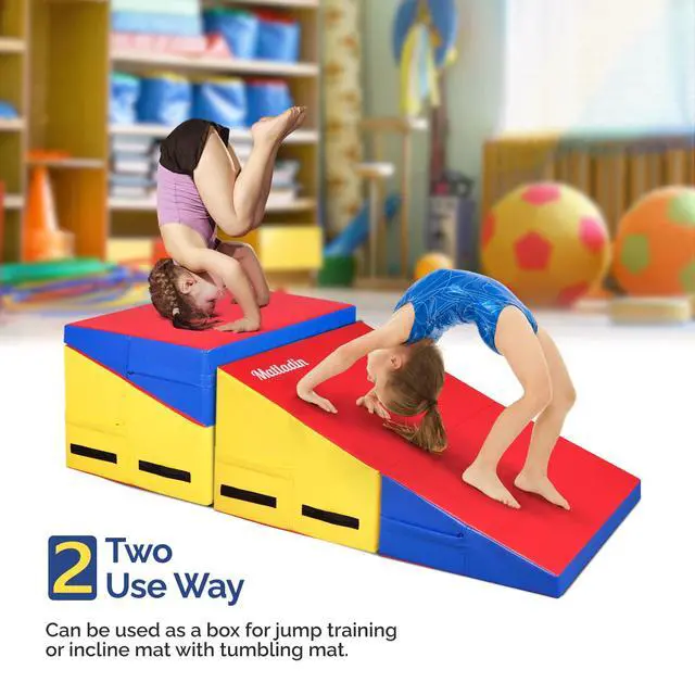 Alt view image 4 of 7 - Incline Gymnastics Wedge Mat, Folding Gymnastics Mat for Kids Girls Home Training Exercise