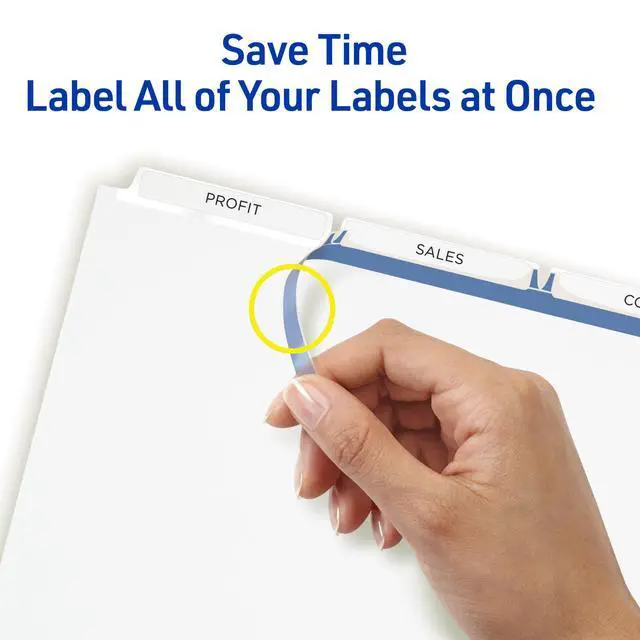 Alt view image 4 of 7 - 3-Tab Unpunched Dividers for Use with Any Binding System, Easy Print & Apply Clear Label Strip, Index Maker Customizable White Tabs, 25 Sets (11442)