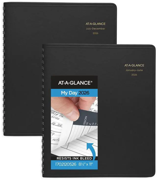 Main image of 2026 Appointment Book Planner, Daily, 8-1/2" x 11", Large, Eight Person Group, Two-Volume Set, Black (702120526)