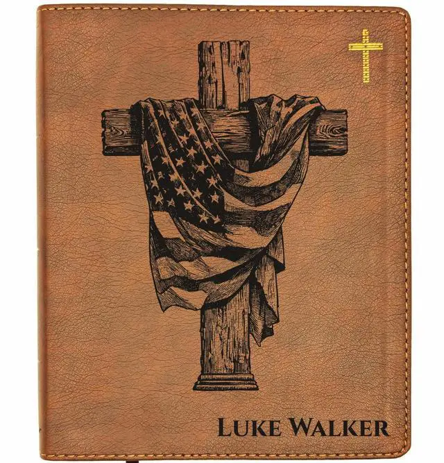 Main image of Personalized NIV Bible, Custom Holy Bible, New International Version, Man of Faith (American Flag Cross)