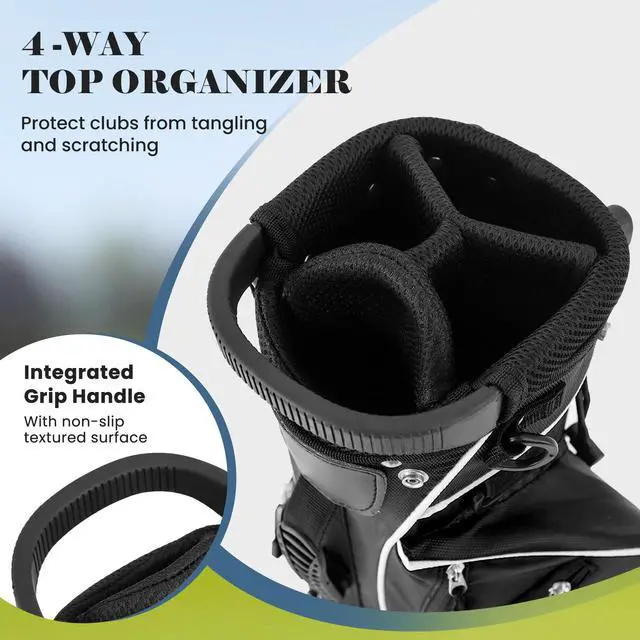Alt view image 4 of 7 - Golf Stand Bag, Lightweight Organized Golf Bag, Easy Carry Shoulder Bag with 4 Way Dividers and 4 Pockets for Extra Storage