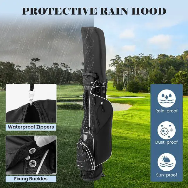 Alt view image 6 of 7 - Golf Stand Bag, Lightweight Organized Golf Bag, Easy Carry Shoulder Bag with 4 Way Dividers and 4 Pockets for Extra Storage
