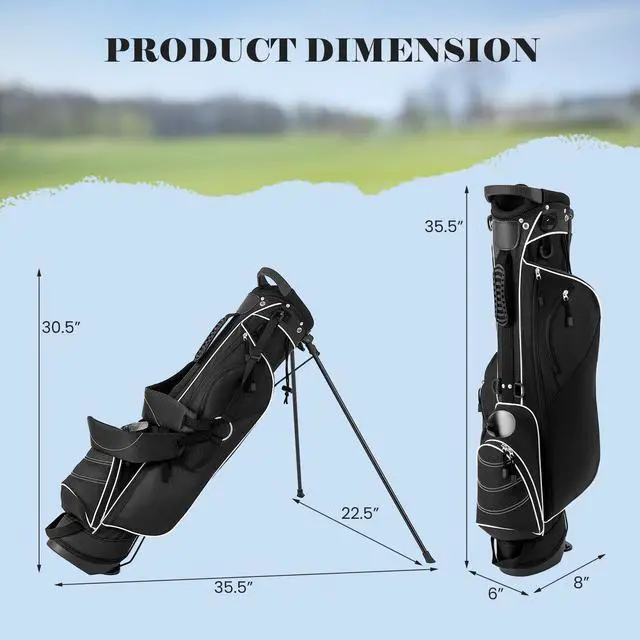Alt view image 7 of 7 - Golf Stand Bag, Lightweight Organized Golf Bag, Easy Carry Shoulder Bag with 4 Way Dividers and 4 Pockets for Extra Storage