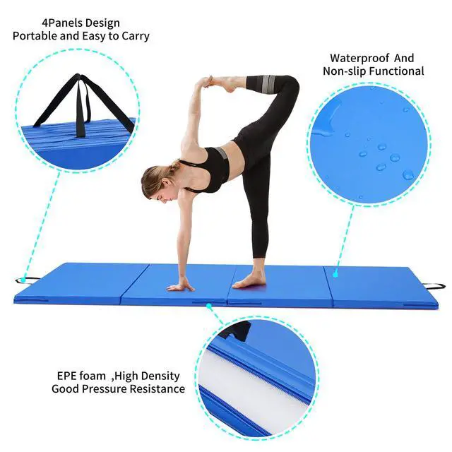 Alt view image 2 of 6 - Gymnastics Mat 6'x3'x2''/4'x8'x2'' Exercise Mat Gym Mat for Home Aerobics Workout Foldable Tumbling Mat Children Gifts