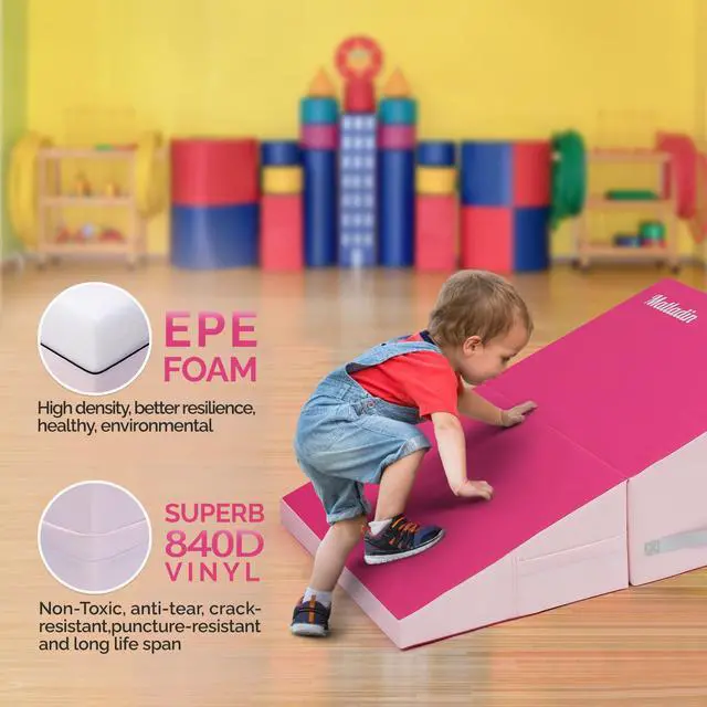 Alt view image 2 of 6 - Incline Gymnastics Wedge Mat, Folding Gymnastics Mat for Kids Girls Home Training Exercise