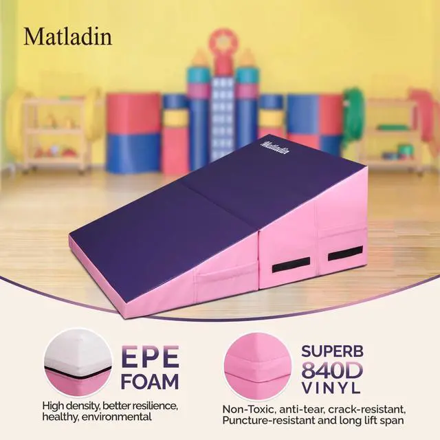 Alt view image 4 of 7 - Incline Gymnastics Wedge Mat, Folding Gymnastics Mat for Kids Girls Home Training Exercise
