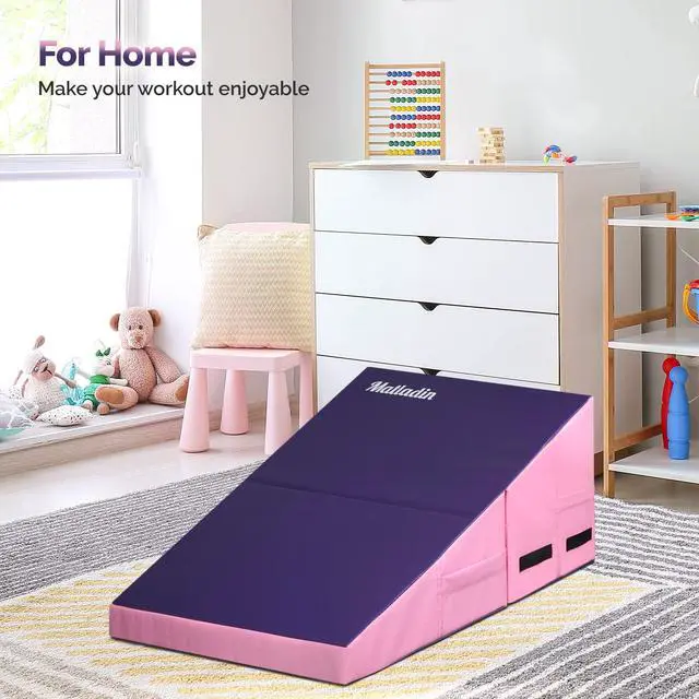 Alt view image 6 of 7 - Incline Gymnastics Wedge Mat, Folding Gymnastics Mat for Kids Girls Home Training Exercise