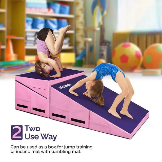 Alt view image 3 of 7 - Incline Gymnastics Wedge Mat, Folding Gymnastics Mat for Kids Girls Home Training Exercise