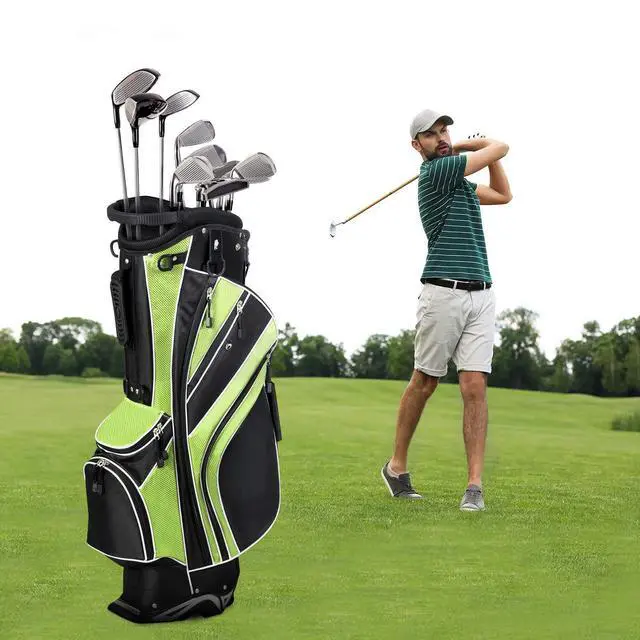 Alt view image 2 of 7 - Golf Stand Bag with 6 Way Top Dividers, Lightweight Golf Bag with Adjustable Dual Strap & 8 Pockets, Waterproof Rain Hood, Portable for Men Women