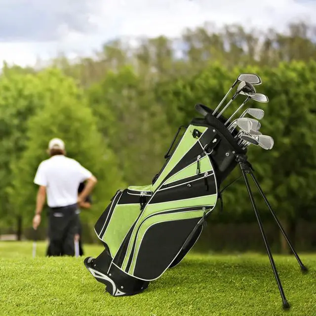 Alt view image 3 of 7 - Golf Stand Bag with 6 Way Top Dividers, Lightweight Golf Bag with Adjustable Dual Strap & 8 Pockets, Waterproof Rain Hood, Portable for Men Women