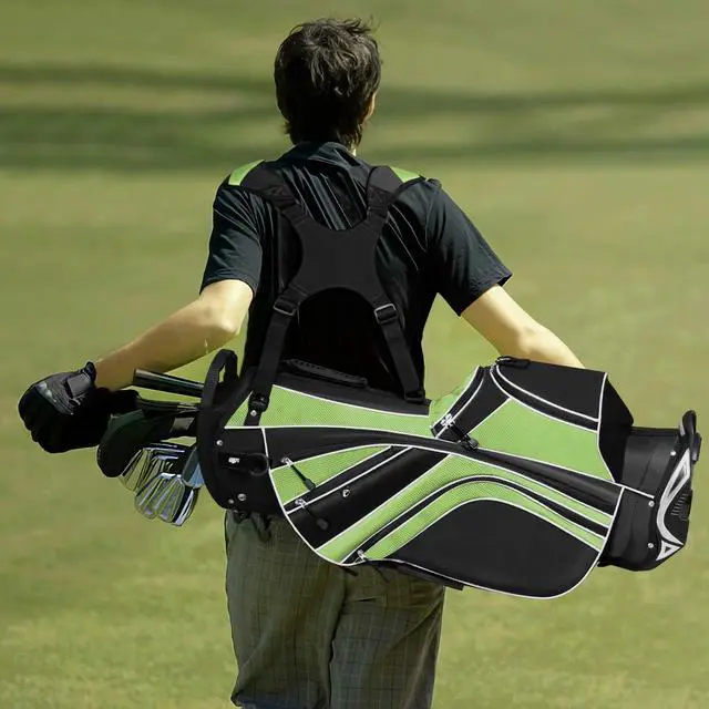 Alt view image 4 of 7 - Golf Stand Bag with 6 Way Top Dividers, Lightweight Golf Bag with Adjustable Dual Strap & 8 Pockets, Waterproof Rain Hood, Portable for Men Women