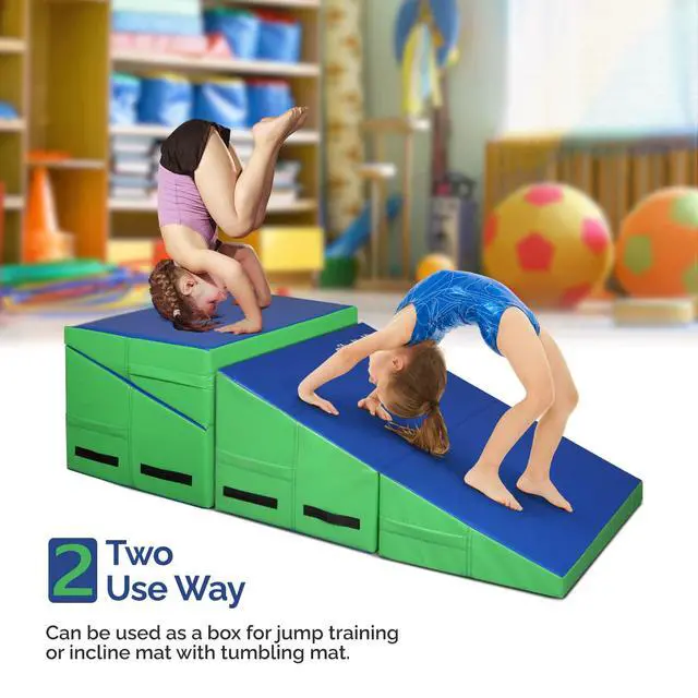 Alt view image 3 of 4 - Incline Gymnastics Wedge Mat, Folding Gymnastics Mat for Kids Girls Home Training Exercise