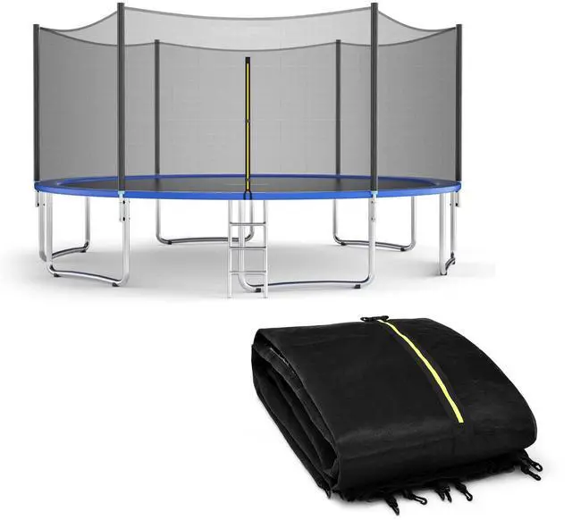 Main image of Trampoline Safety Net, 8 10 12 14 15 16Ft Weather-Resistant Replacement Enclosure Net for Round Frame, with Double-Headed Zippers, Protection Buckles & Enhanced Hook, Poles Not Included