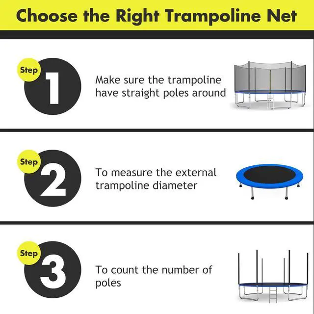 Alt view image 4 of 7 - Trampoline Safety Net, 8 10 12 14 15 16Ft Weather-Resistant Replacement Enclosure Net for Round Frame, with Double-Headed Zippers, Protection Buckles & Enhanced Hook, Poles Not Included